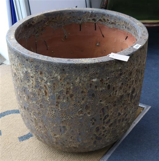 A large glazed earthenware garden planter H.53cm